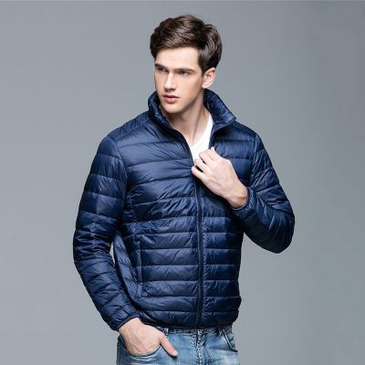 ZZOOI Winter Mens Down Jacket Ultra Light Down Jacket Men Windbreaker Feather Jacket Man Lightweight Portable Warm Coat