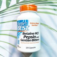 (Doctors Best®) Betaine HCL Pepsin &amp; Gentian Bitters 120 Capsules ไฮโดรคลอไรด์ เปปซิน และ สมุนไพรเจนแฌ็น ย่อยโปรตีน ย่อยอาหาร HCI