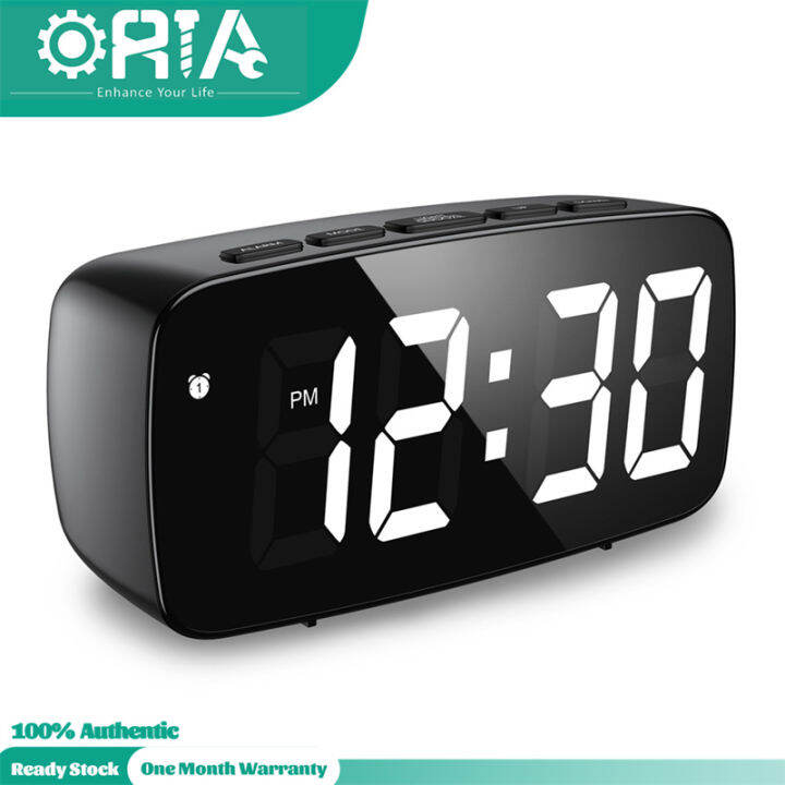ORIA Jam Meja Digital USB Kecerahan, Jam Alarm Led Dapat Diatur