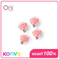 Oni Pinkish Hairpins 4pcs กิ๊บติดผมรูปกุหลาบ สีชมพู 4ชิ้น