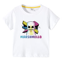 Marshmello DJ Top สำหรับเด็กผู้หญิงแขนสั้นการ์ตูนเสื้อยืดผ้าฝ้ายฤดูร้อนพิมพ์เด็กผู้หญิง Tshirt เสื้อผ้าเด็ก