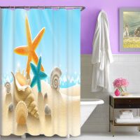 Shell starfish bathroom shower curtain waterproof thickening mold-proof bathroom curtain partition c