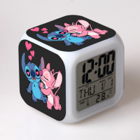 Stitch นาฬิกาปลุก Growing LED เปลี่ยนสี Digital Light PVC Lilo &amp; Stitch รูปการ์ตูนของเล่นสำหรับเด็กวันเกิด Gifthot