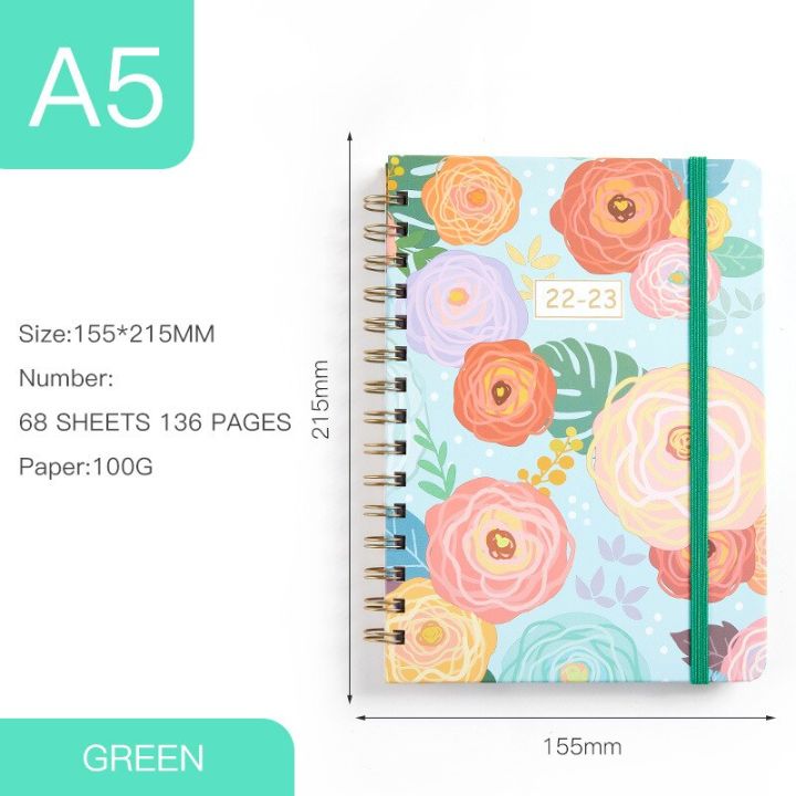 2022-a5-planner-calendar-undated-notebook-diary-weekly-agenda-goal-habit-schedules-organizer-stationery-for-office-school