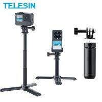 [Kuaile home furnishing]TELESIN Mini Selfie Stick ขาตั้งกล้องแบบขยายได้1/4สกรูสำหรับ GoPro Hero 11 10 9 DJI Action 2 3 Osmo Insta360 X3 iPhone 14 13