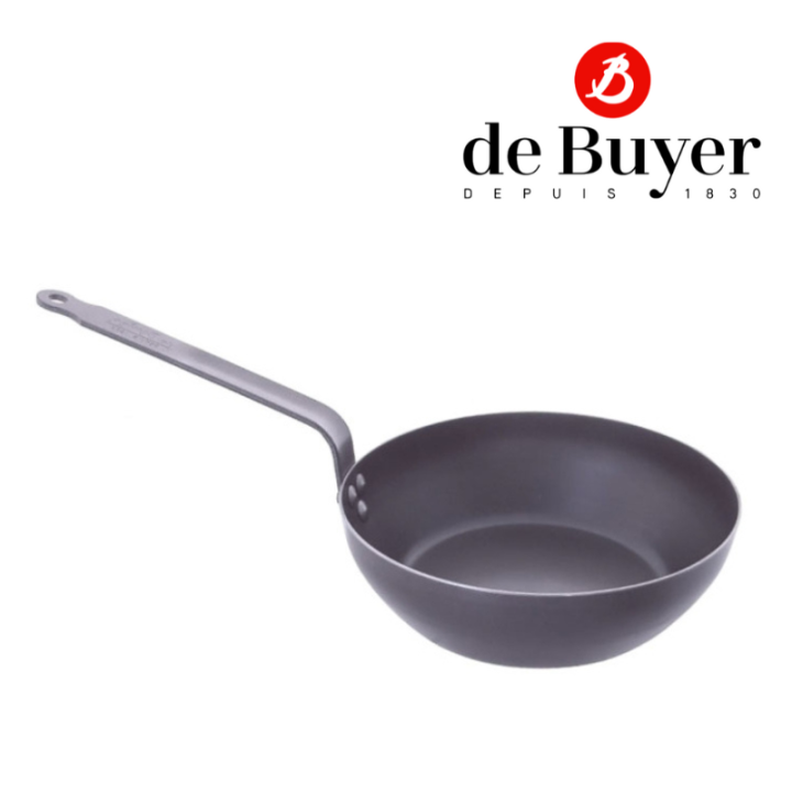 de-buyer-5414-round-deep-blue-steel-pan-outdoor-กระทะเหล็ก