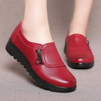 Kulit Kasual Perempuan Kasut Hitam Lembut Wanita Hamil Loafers Shoes Formal Gifts for Mother