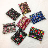 1PC Floral Canvas Purse Card Key Mini Purse Pouch Canvas Bag Women Girls Small Zipper Coin Purse Card Holder Wallet Random Color