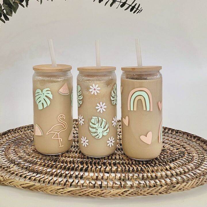 Minimally.u Handmade Aesthetic Personalized Printed Soda Glass Bamboo 