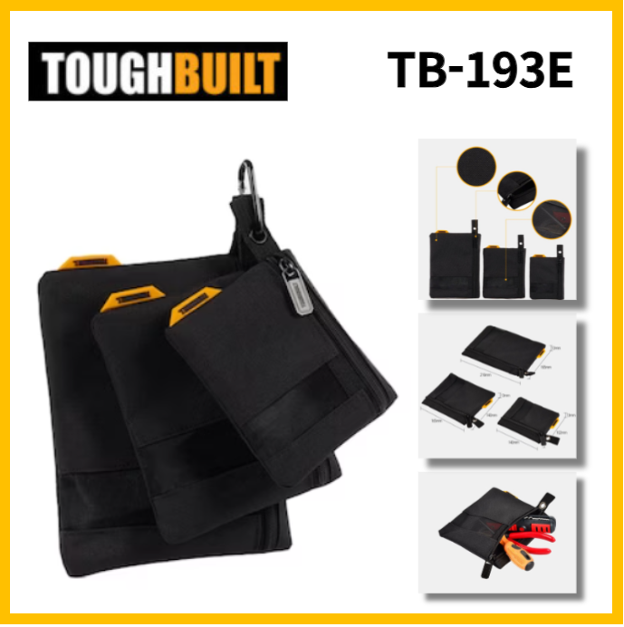 ToughBuilt TB193E 3 Pack Fastener Bags 3 Sizes Quickcarry handles