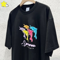 สีการ์ตูน Dolphin พิมพ์ Vetements เสื้อยืดผู้ชายผู้หญิง1:1ผ้าฝ้ายคุณภาพสูง VTM Top Tee ขนาดใหญ่ Hip Hop แขนสั้น