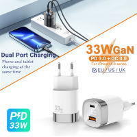 PD 33W GaN USB C ที่ชาร์จหน้าจอดิจิตอล PD ตัวชาร์จไฟสำหรับ iPhone เร็ว14 12 11 Pro Max iPad สำหรับ Xiaomi Poco ที่ชาร์จ Samsung