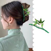 New Chinese style simple ball head hair curler  Hanfu hair ornament  green bamboo hair clip  back head grip clip