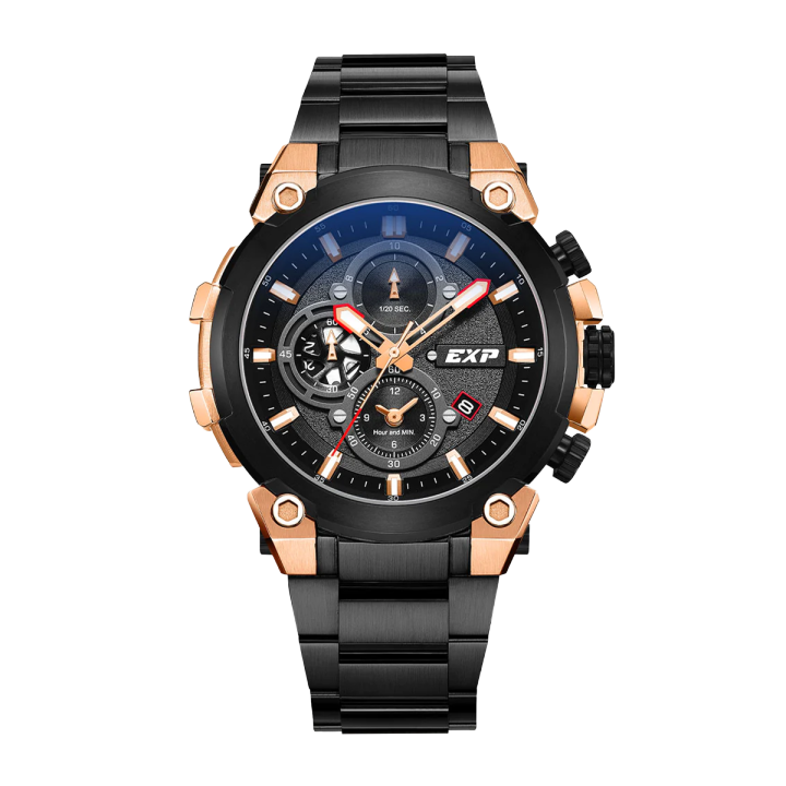 Jam Tangan Pria Expedition Chronograph EX 6841 MCBBRBA Open Heart Black