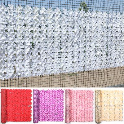 Artificial Flower Fence Hedge Wall Vertical Courtyard Hedge Fence Outdoor Garden Fence Decoration Privacy Protect Sakura Screen