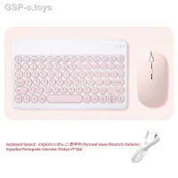 ♧Teclado Sem Fio E Mouse Conjunto Redondo บลูทูธ Hebraico Espanhol Coreano Para Ios Ipad แอนดรอยด์ Windows Telefone Tablet