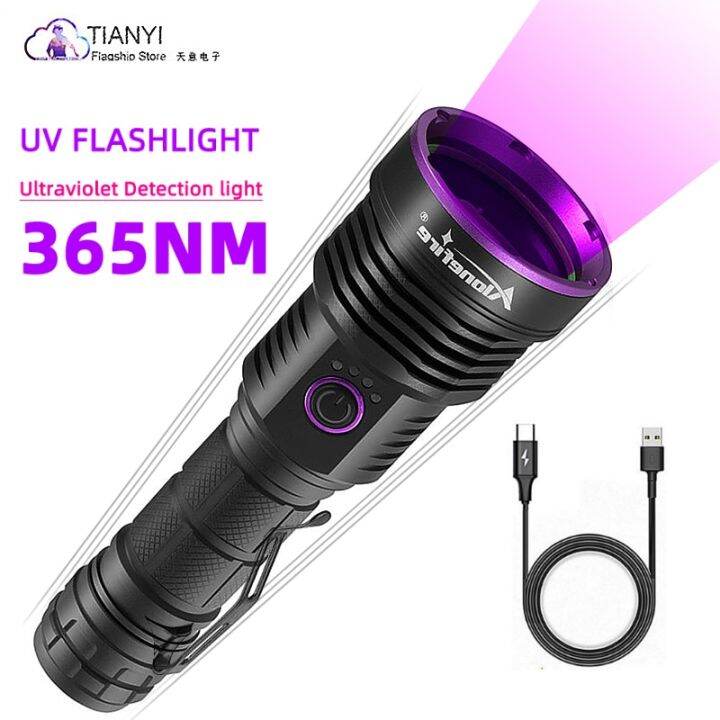 60w-high-power-365nm-uv-strong-light-flashlight-outdoor-waterproof-money-detection-and-anti-counterfeiting-identification-rechargeable-flashlights