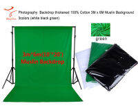 Photography Backdrop thickened 100% Cotton 3M x 6M Muslin Background 3 colors (white black green) ฉากหลังการถ่ายภาพหนา 3M x 6M มัสลินผ้าฝ้าย 100% 3สี(สีขาว สีดำ สีเขียวพื้นหลัง)