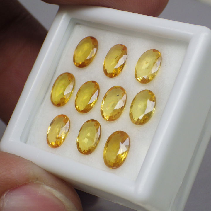 พลอย-แซฟไฟร์-ซองเจีย-แท้-ธรรมชาติ-natural-yellow-sapphire-songea-หนักรวม-4-41-กะรัต-จำนวน-10-เม็ด