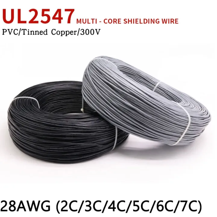 【A HOT】 1M 28AWG UL2547 Shielded Wire Signal Cable 2 3 4 5 6 7 8 Cores ...