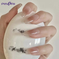 PINPAI 24ชิ้นดีไซน์แบบเสร็จแล้วกดบนเล็บพร้อมการตกแต่งคลุมทั้งหมดเล็บปลอมสั้นนางระบำโลงศพเทียมปลายเล็บอะคริลิค