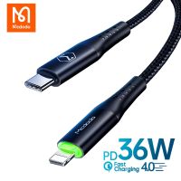 Mcdodo 36W Type C To Lightning PD สายเคเบิลข้อมูลสายชาร์จเร็วสำหรับ14 13 12 11 Pro Max สายข้อมูลโทรศัพท์มือถือยกเลิกการเชื่อมต่ออัตโนมัติ