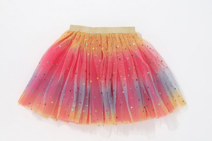 เจ้าหญิงกระโปรงเสื้อผ้าเด็กแสดงกระโปรง-net-tulle-tutu-มาใหม่-เด็ก-tulle-pentagram-rainbow-กระโปรง