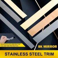 【cw】 5M Gold Mirror Wall Stickers Banding Room Bedroom TV Back Hanging Decoration Strip Adhesive !