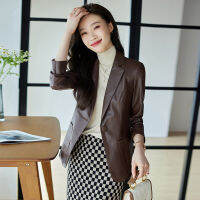 Fast Shipping Spot Brown Leather Jacket Small Suit Female 2022 Early Autumn New Korean Version Of Fashion Short Suits