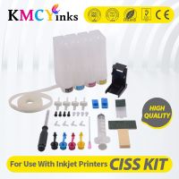 Kmcyinks ชุดหมึก Ciss ระบบหมึกต่อเนื่อง4สีแบบ DIY พร้อมอุปกรณ์เสริมสำหรับ HP 140สำหรับโฟโตมาร์ท C4583 C4483เครื่องพิมพ์ C5283