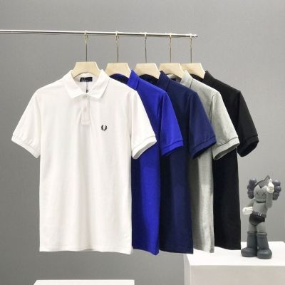 FRED PERRY 2023เสื้อโปโลหูข้าวสาลีแบบใหม่สำหรับฤดูร้อน M3600ผู้ชายคลาสสิกปักแขนลำลองขาสั้นอินเทรนด์