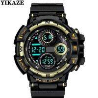 YIKAZE Black Digital Watch for Men Sports Watches Waterproof Outdoor Chronograph Hand Clock G Infantry Shock Student Wristwatch