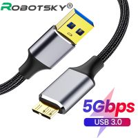 Robotsky USB 3.0 To Micro B Cable 5GB Fast USB Type A Micro-B Data Cable for Samsung S5 Note 3 HDD External Hard Drive Disk Cord