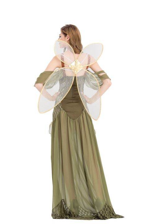 aeozad-mulheres-ผู้ใหญ่-tinkerbell-vestido-de-princesa-traje-flor-fadas-festa-ฮาโลวีน-conto-floresta-verde-คอสเพลย์-fantasia