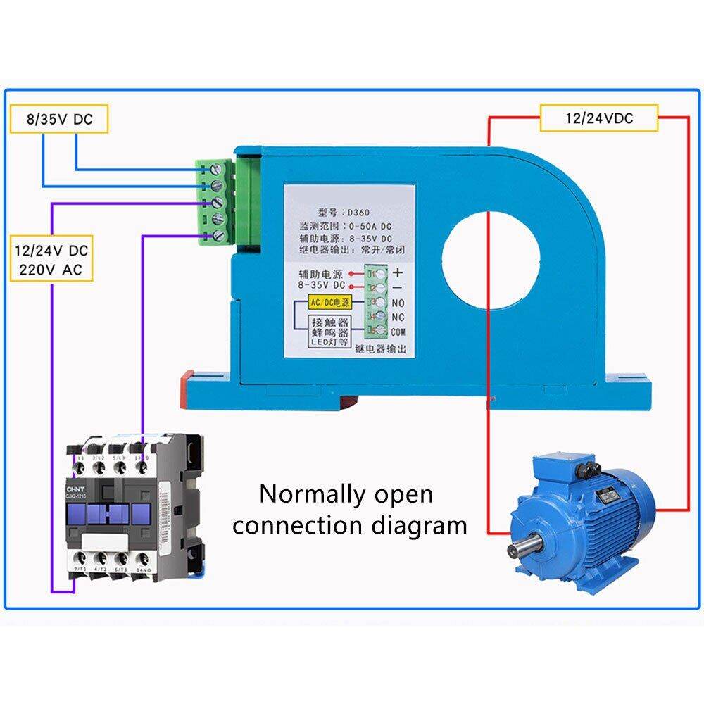 DC 050A DC 0300A Perforated DC Ampere Switch Din DC Current Sensor