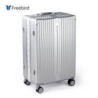 Freebird กระเป๋าเดินทาง ขนาด 26 นิ้ว 4 ล้อ โครงอลูมิเนียม ล็อค TSA สไตล์โมเดิร์นเรียบง่าย สีดำ/เงิน จัดส่งจากกรุงเทพฯ รับประกันคุณภาพ