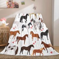 Horse Printed Throw Blanket Ponies Animal Blanket for Boys Girls Soft Lightweight Flannel Blanket for Bed Couch Sofa All Season