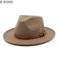 New Vintage Wool Soft Wool Felt Fedora Hat For Men Women Autumn Winter Curved Brim Trilby Jazz Hat Gentleman Party Dress Cap