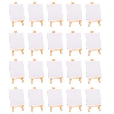 20Pcs Mini Canvas Drawing Board with Easel, Painting Canvas Panel, Suitable for Art Painting Party Supplies