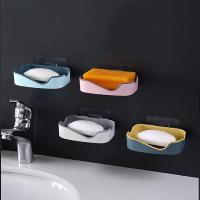 Drainage Soap Box Self-Adhesive Wall-Mounted Soap Storage Box Creative No Punching Bathroom Supplies Organizing Storage Shelf