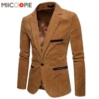 ZZOOI New Fashion Casual Men Blazer Corduroy Patchwork Mens Business One Button Slim Fit Masculino Male Suits Jacket Blazers M-XXXL