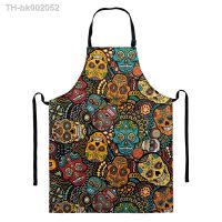 ❒ Cartoon Cooking Apron Kitchen for Woman Men Vintage Sugar Skull Baking Accessories Chef Waiter Cafe Shop BBQ Tablier Delantal