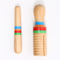 2021Wooden Music Instrument for Children Kid Toys Sound Tube Small Single-threaded Ring Percussion Cylinder Croak Frog Barrel Toys