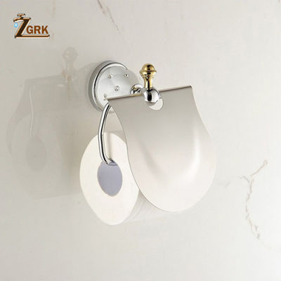 ZGRK Brass Toilet Paper Holder Tissue Hanger Bathroom Rolling Paper Holder Wall Room Tray Mat Chrome Gold Wall Mount Hold