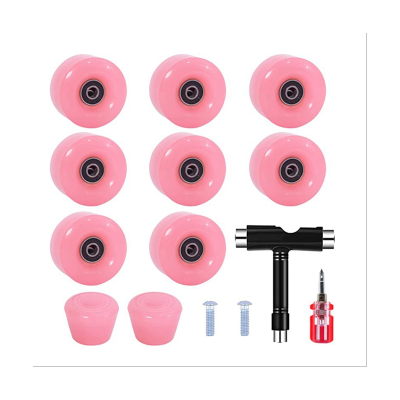 8 Piece Skate Wheel Set with Toe Plugs, 58Mm X 32Mm, 82A Outdoor/Indoor Skate Wheel