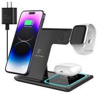 ✚ VEERNOO Wireless Charger 3 in 1 Wireless Charging Station PD 15W for Apple iPhone/iWatch/AirpodsiPhone 14131211 ( Pro Max)