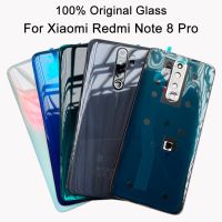 ฝาหลังปิดโทรศัพท์เดิมเหมาะสำหรับ Xiaomi Redmi Note 8 Pro แผงเคสกระจกด้านหลังประตูหลังพร้อมสติกเกอร์กาวเลนส์กล้องถ่ายรูป