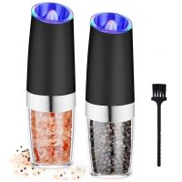 2Pack Electric Salt and Pepper Grinder Set, Automatic Pepper and Salt Mill Grinder,with Adjustable Coarseness,LED Light