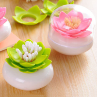 Panda toothpicks กล่องแบบพกพา Cotton Swab Storage Lotus Flower toothpicks ผู้ถือ dustproof Container Home หรือ Table Decor Organizer