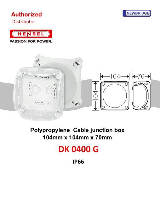 Junction Box DK0400G box 98x98x61mm Gray IP65 HENSEL Lazada PH